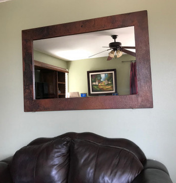 mexican hammered copper mirror